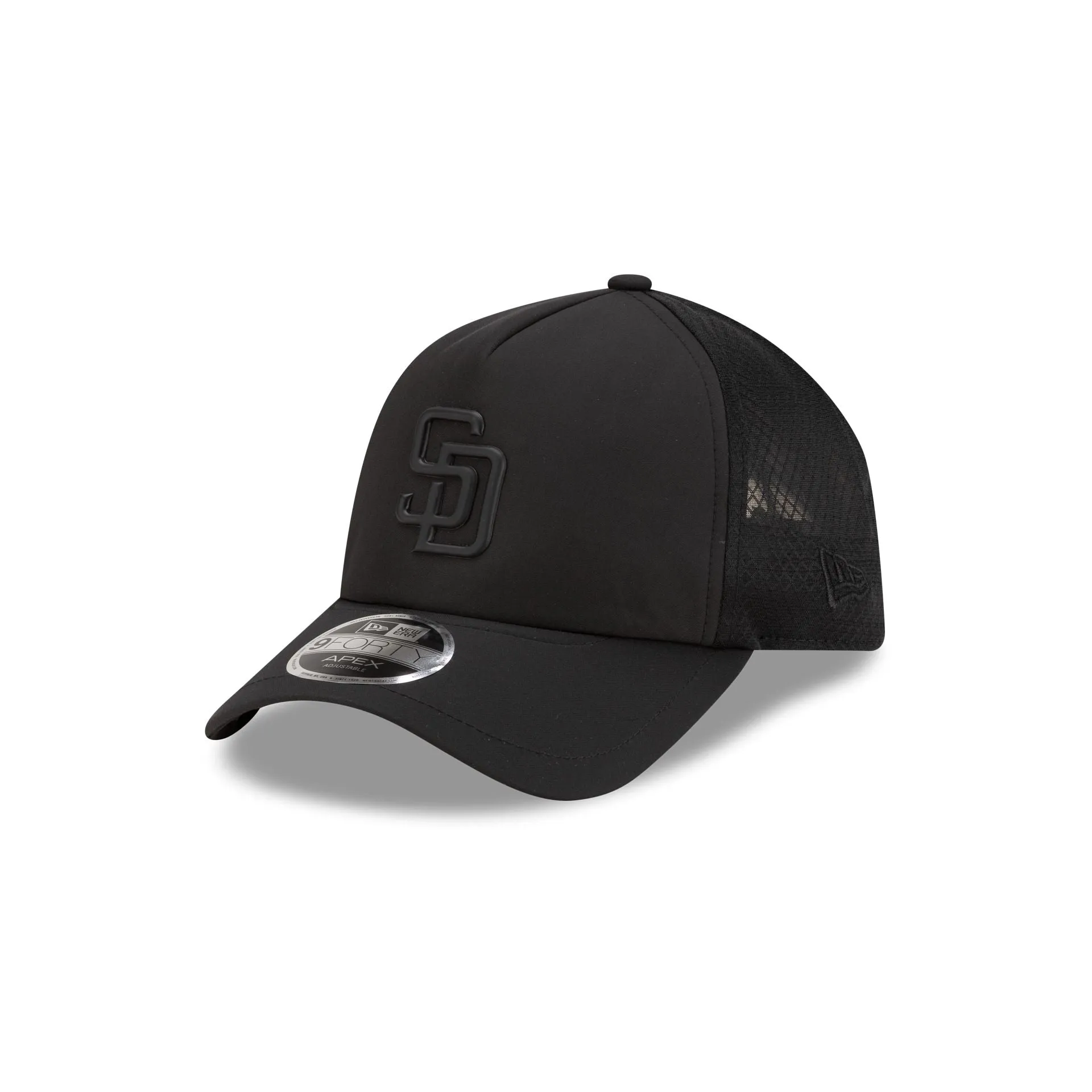San Diego Padres 2026 Batting Practice Black 9FORTY APEX Trucker Hat sold by New Era
