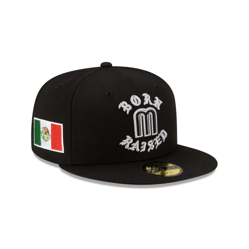 Born x Raised x Mexico Black 59FIFTY Fitted Hat made by New Era