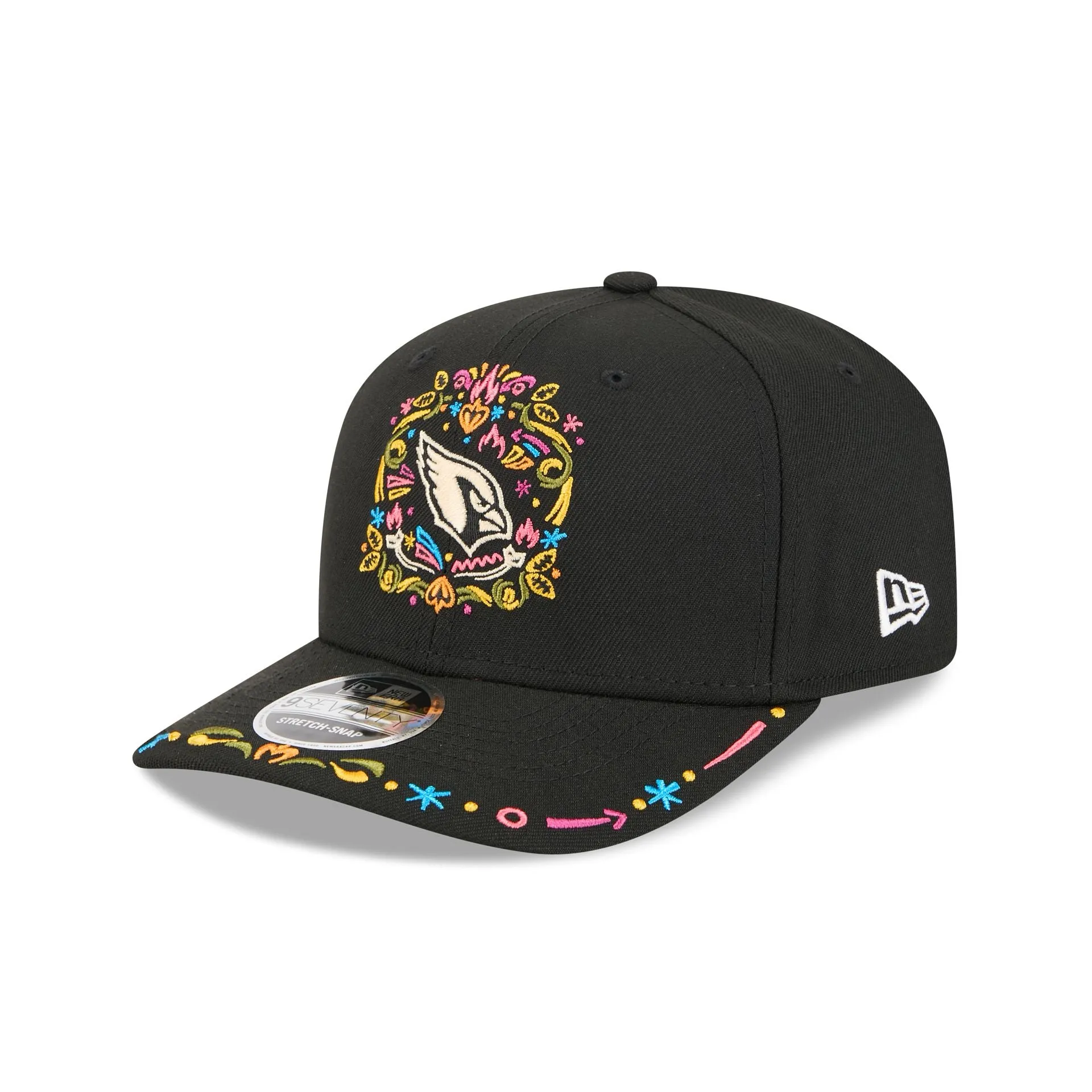 Arizona Cardinals Black Color Pop 9SEVENTY Stretch-Snap Hat sold by New Era