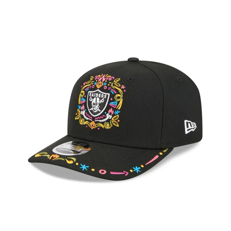 Las Vegas Raiders Black Color Pop 9SEVENTY Stretch-Snap Hat sold by New Era