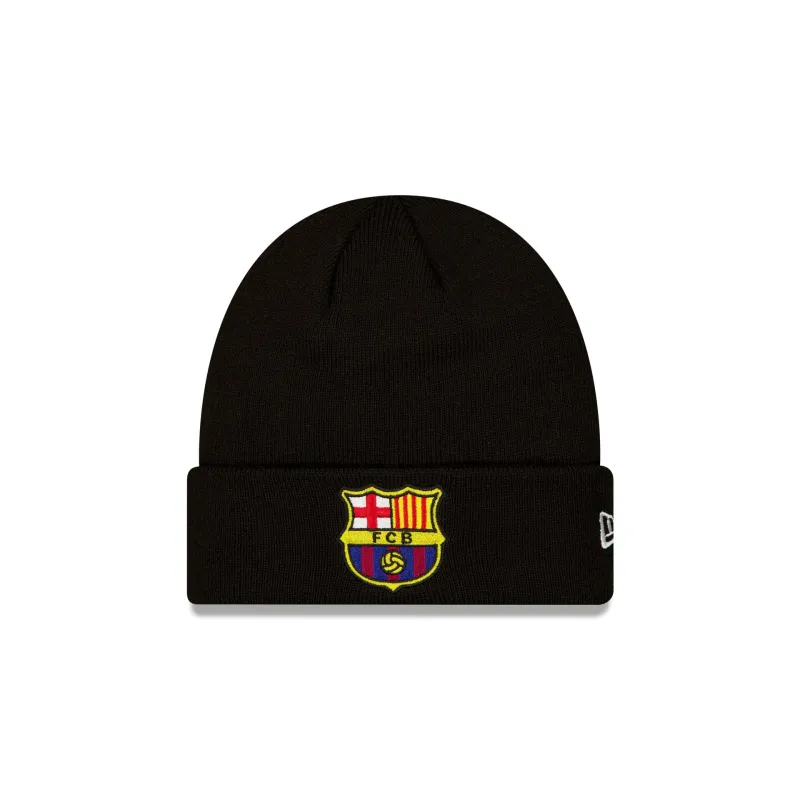 FC Barcelona Core Black Cuff Knit Hat made by New Era
