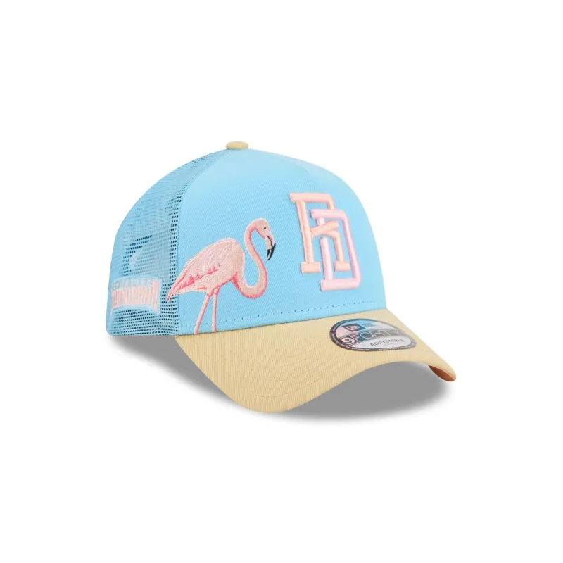 Dominican Republic Flamingo Blue 9FORTY A-Frame Trucker Hat sold by New Era
