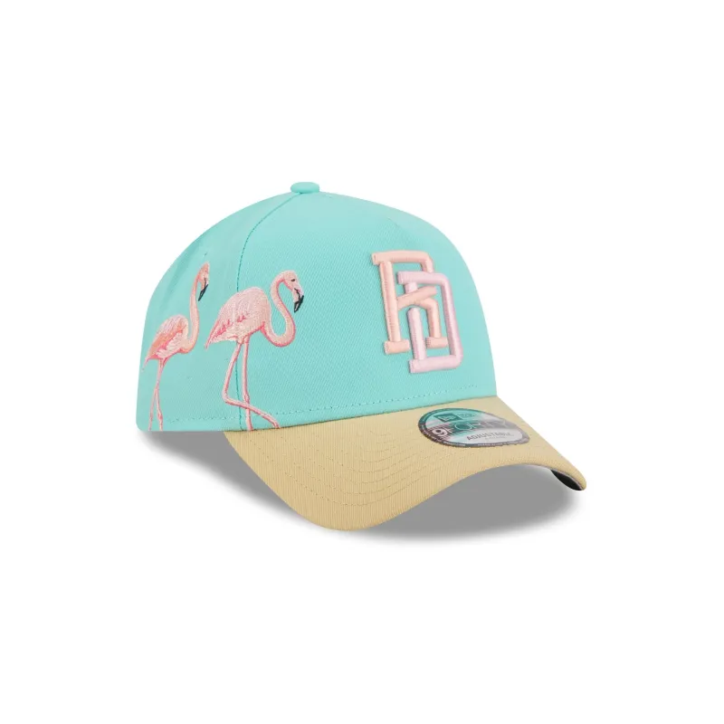 Dominican Republic Flamingos Green 9FORTY A-Frame Snapback Hat made by New Era