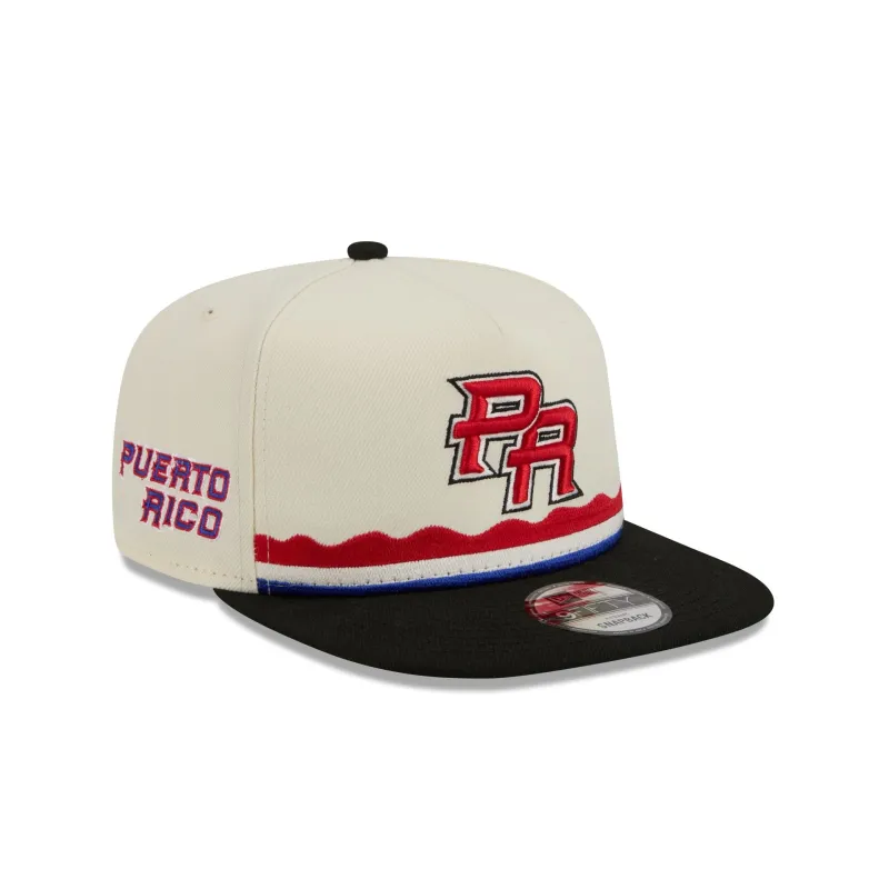 Puerto Rico Jíbara Red 9FIFTY A-Frame Snapback Hat made by New Era