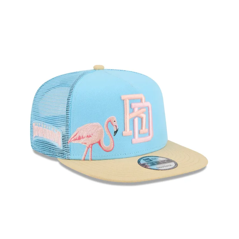 Dominican Republic Flamingo Blue 9FIFTY A-Frame Trucker Hat sold by New Era