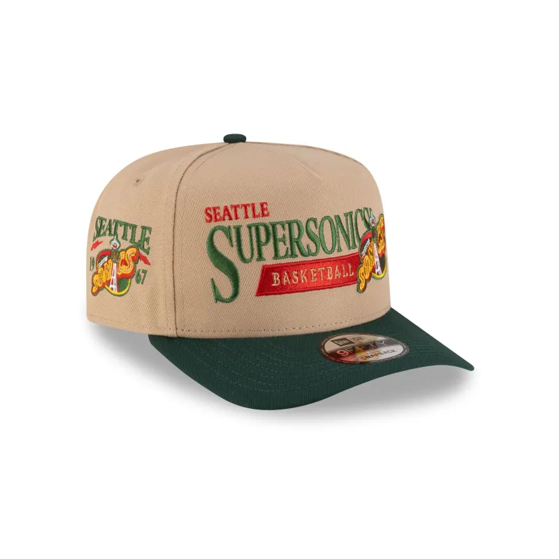 Seattle SuperSonics 1995-2001 Hardwood Classics Liner Camel 9FIFTY A-Frame Snapback Hat made by New Era