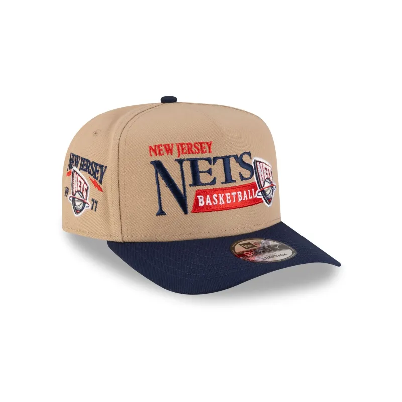 New Jersey Nets 1997-2012 Hardwood Classics Liner Camel 9FIFTY A-Frame Snapback Hat made by New Era