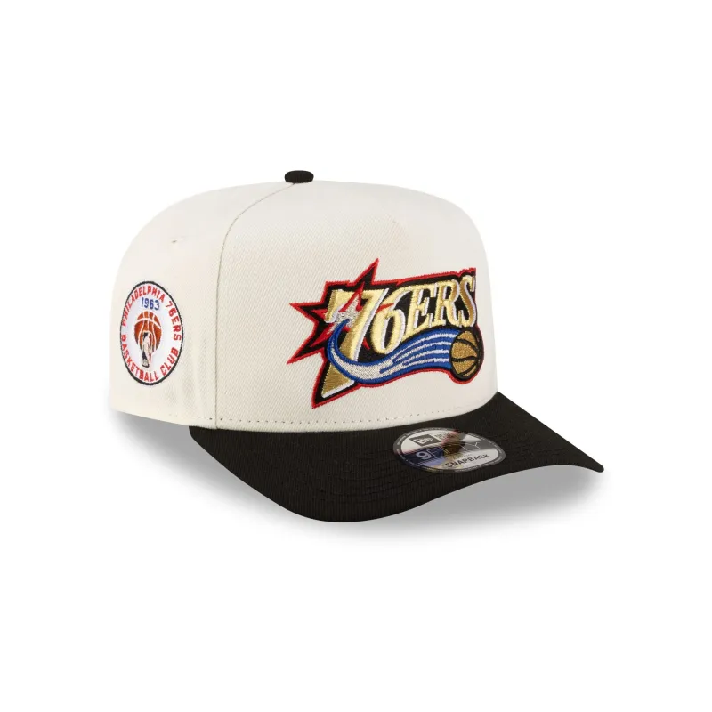 Philadelphia 76ers 1997-2009 Hardwood Classics Express Chrome White 9FIFTY A-Frame Snapback Hat made by New Era