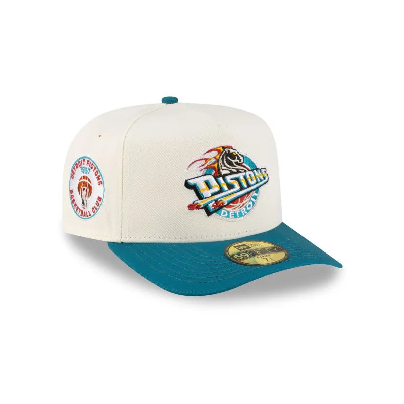 Detroit Pistons 1996-2001 Hardwood Classics Express Chrome White 9FIFTY A-Frame Snapback Hat sold by New Era