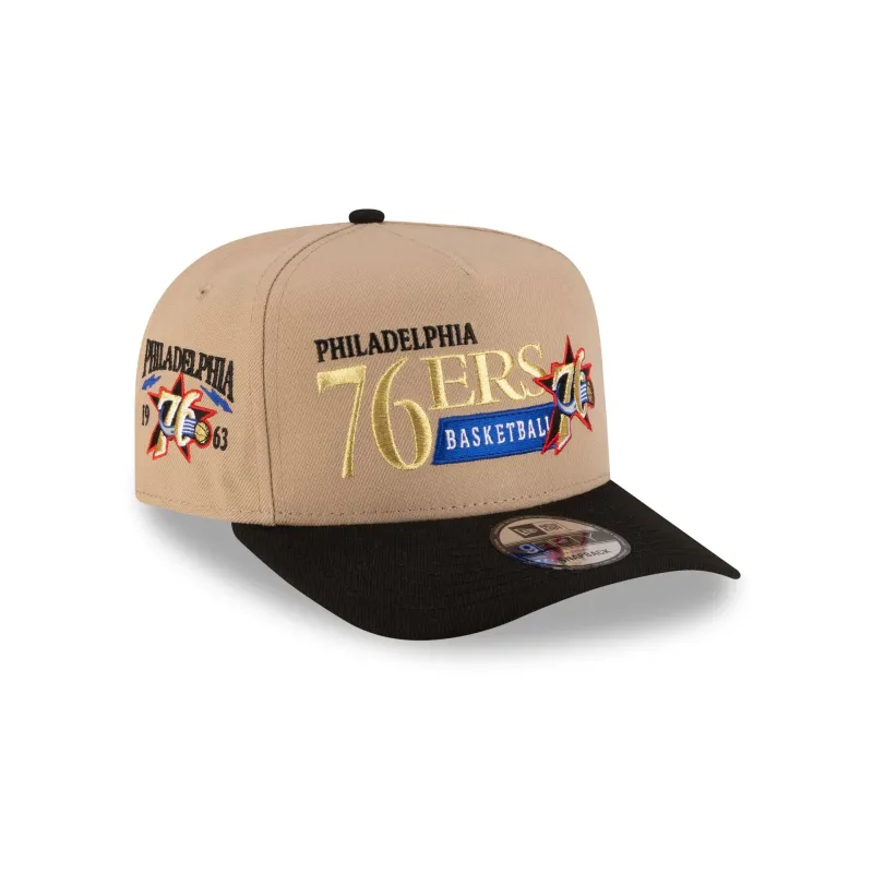 Philadelphia 76ers 1997-2009 Hardwood Classics Liner Camel 9FIFTY A-Frame Snapback Hat made by New Era