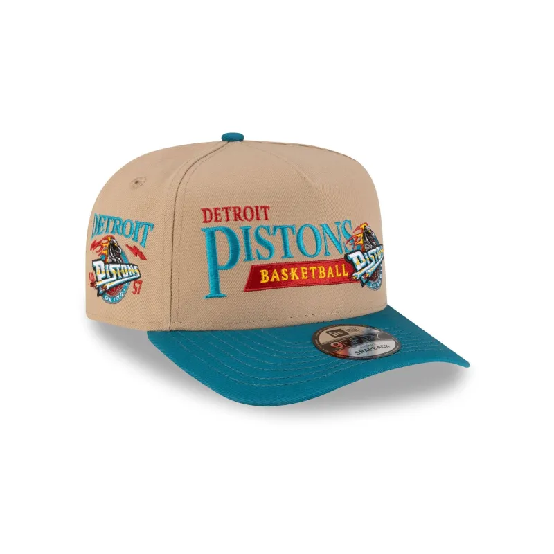 Detroit Pistons 1996-2001 Hardwood Classics Liner Camel 9FIFTY A-Frame Snapback Hat made by New Era