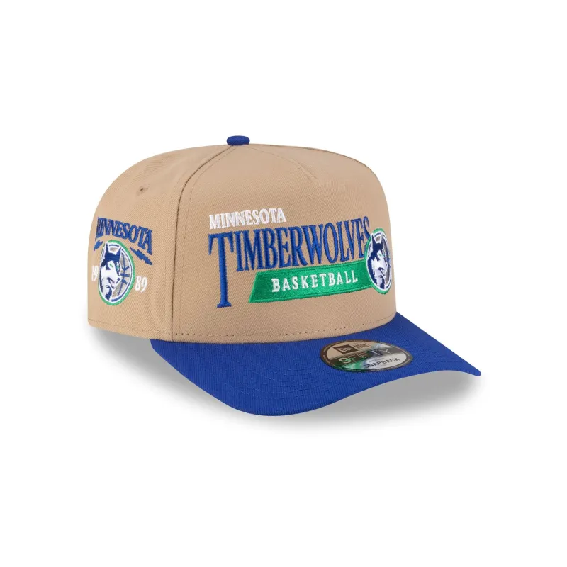 Minnesota Timberwolves 1989-1996 Hardwood Classics Liner Camel 9FIFTY A-Frame Snapback Hat made by New Era