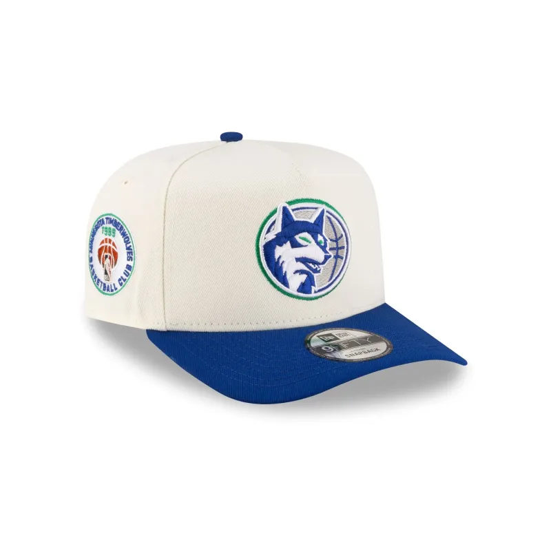 Minnesota Timberwolves 1989-1996 Hardwood Classics Express Chrome White 9FIFTY A-Frame Snapback Hat made by New Era