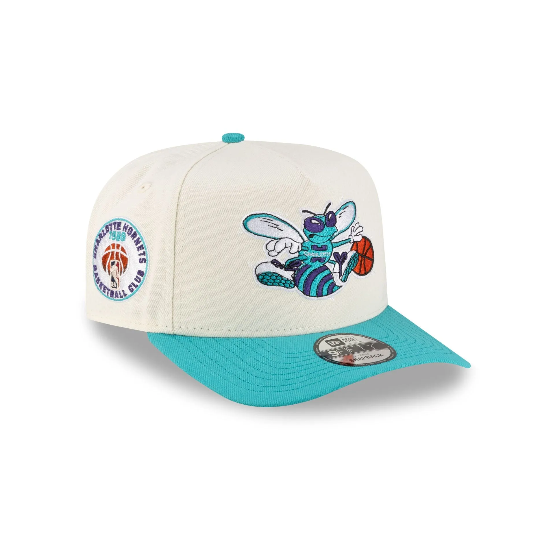 Charlotte Hornets 1988-2002 Hardwood Classics Express Chrome White 9FIFTY A-Frame Snapback Hat sold by New Era
