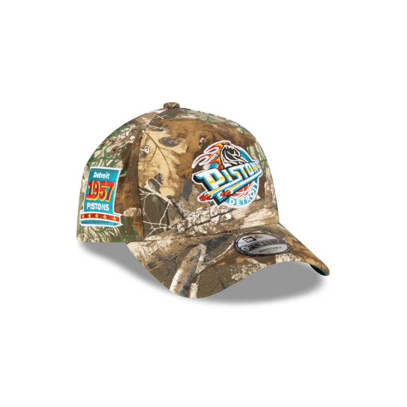 Detroit Pistons 1996-2001 Hardwood Classics Realtree 9FORTY A-Frame Snapback Hat made by New Era