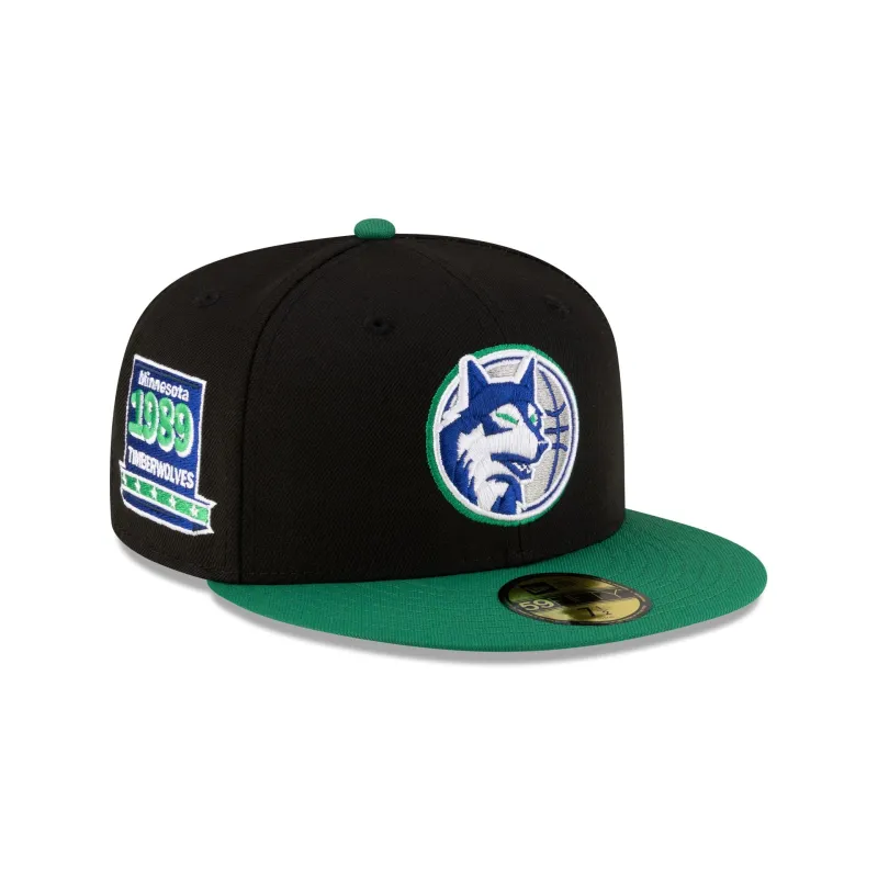 Minnesota Timberwolves 1989-1996 Hardwood Classics Black 59FIFTY Fitted Hat made by New Era