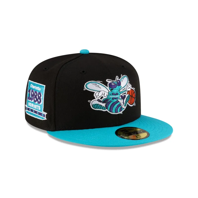 Charlotte Hornets 1988-2002 Hardwood Classics Black 59FIFTY Fitted Hat made by New Era