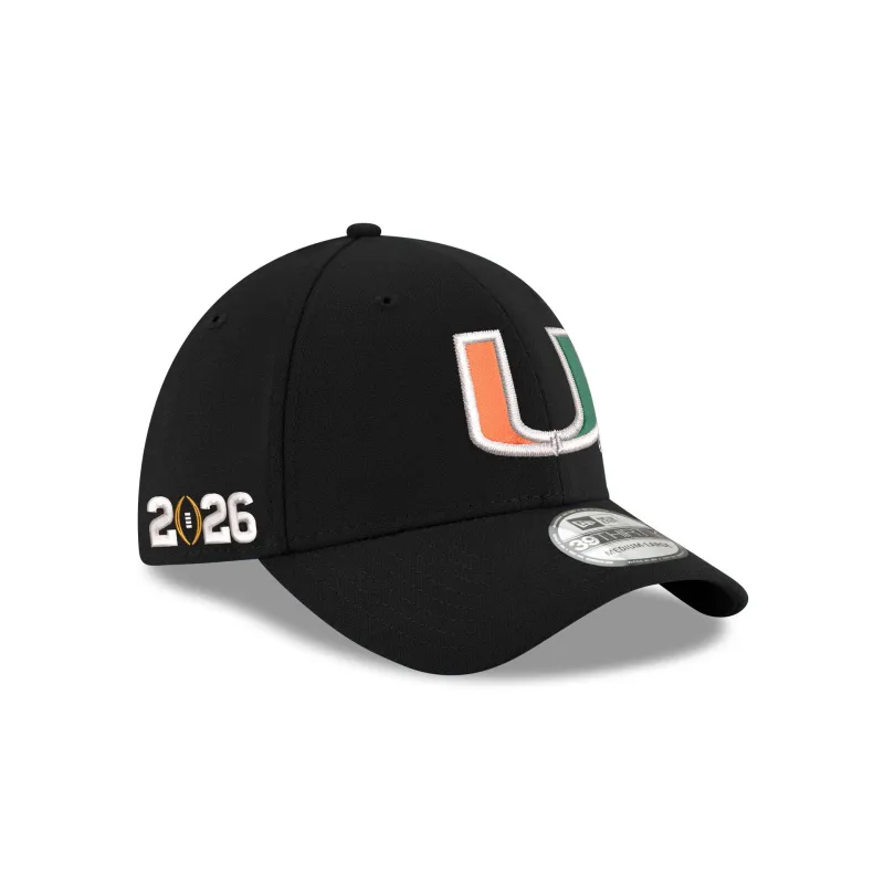 Miami Hurricanes Black Poly 39THIRTY Stretch Fit Hat sold by New Era
