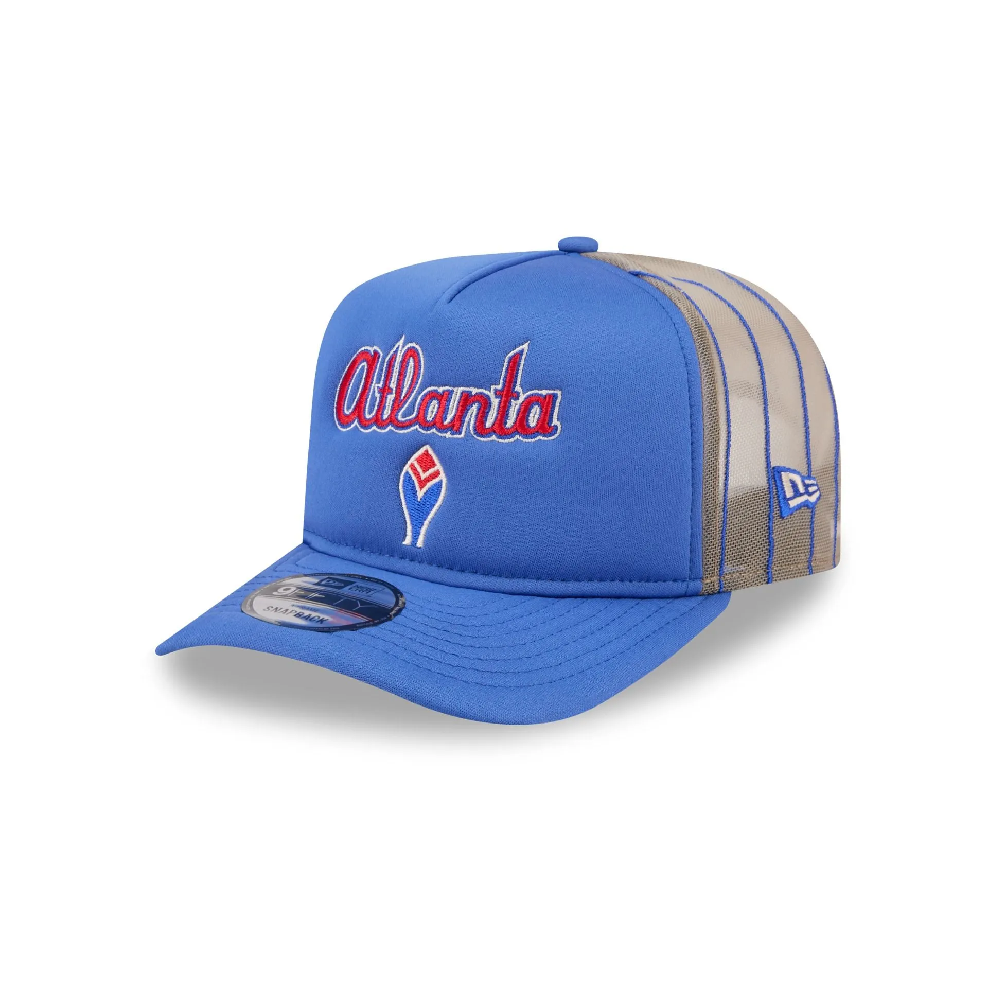 Atlanta Braves Arched 9FIFTY A-Frame Trucker Hat sold by New Era