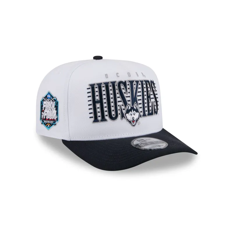 Connecticut Huskies March Madness White 9FIFTY A-Frame Snapback Hat sold by New Era