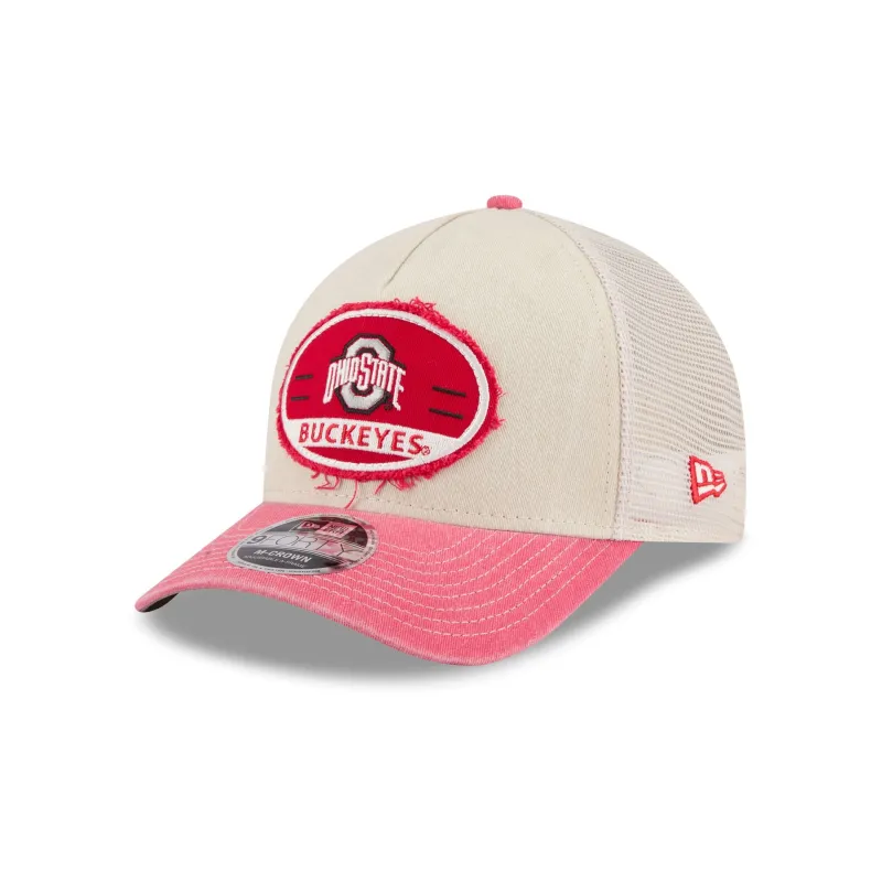 Ohio State Buckeyes Frayed 9FORTY M-Crown A-Frame Trucker Hat made by New Era