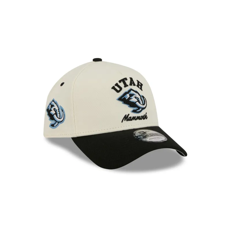 Utah Mammoth Chrome White Arched 9FORTY A-Frame Snapback Hat made by New Era