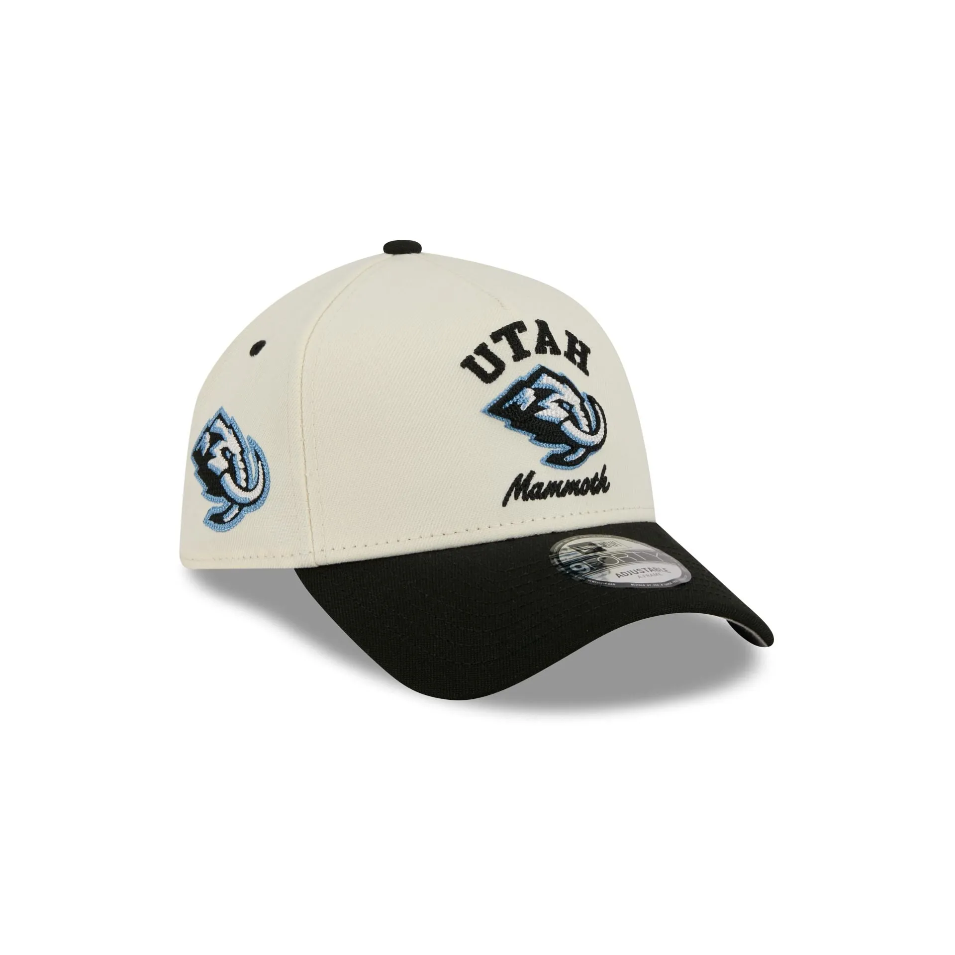Utah Mammoth Chrome White Arched 9FORTY A-Frame Snapback Hat sold by New Era