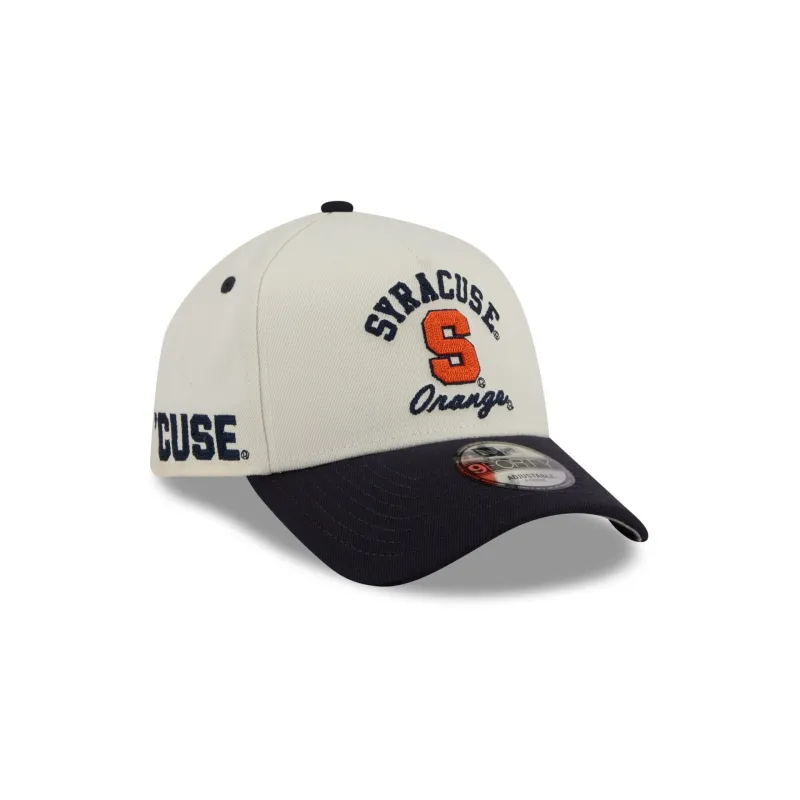 Syracuse Orange Chrome White Arched 9FORTY A-Frame Snapback Hat made by New Era