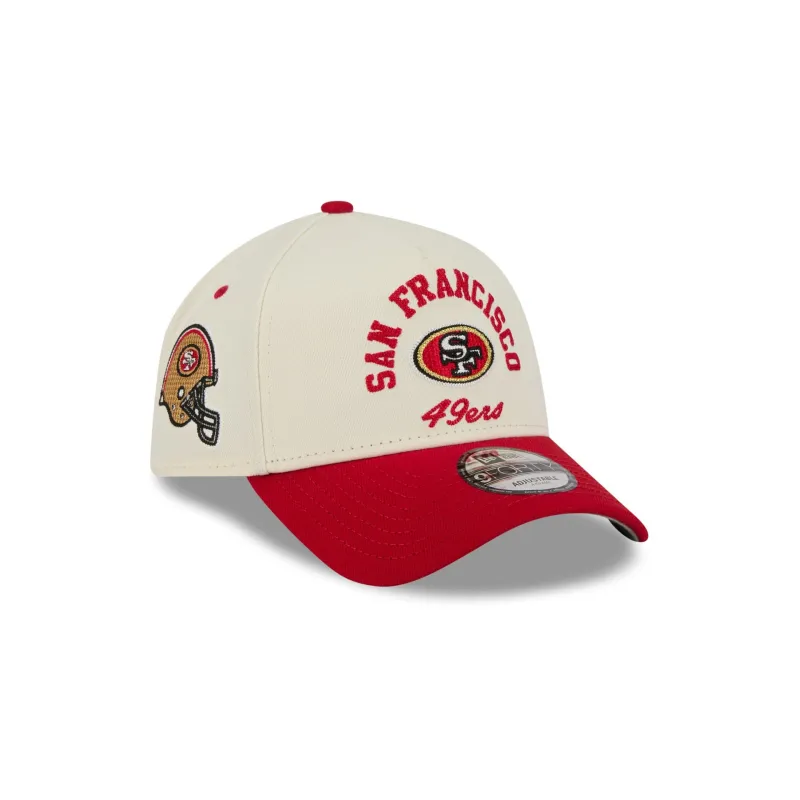 San Francisco 49ers Chrome White Arched 9FORTY A-Frame Snapback Hat made by New Era
