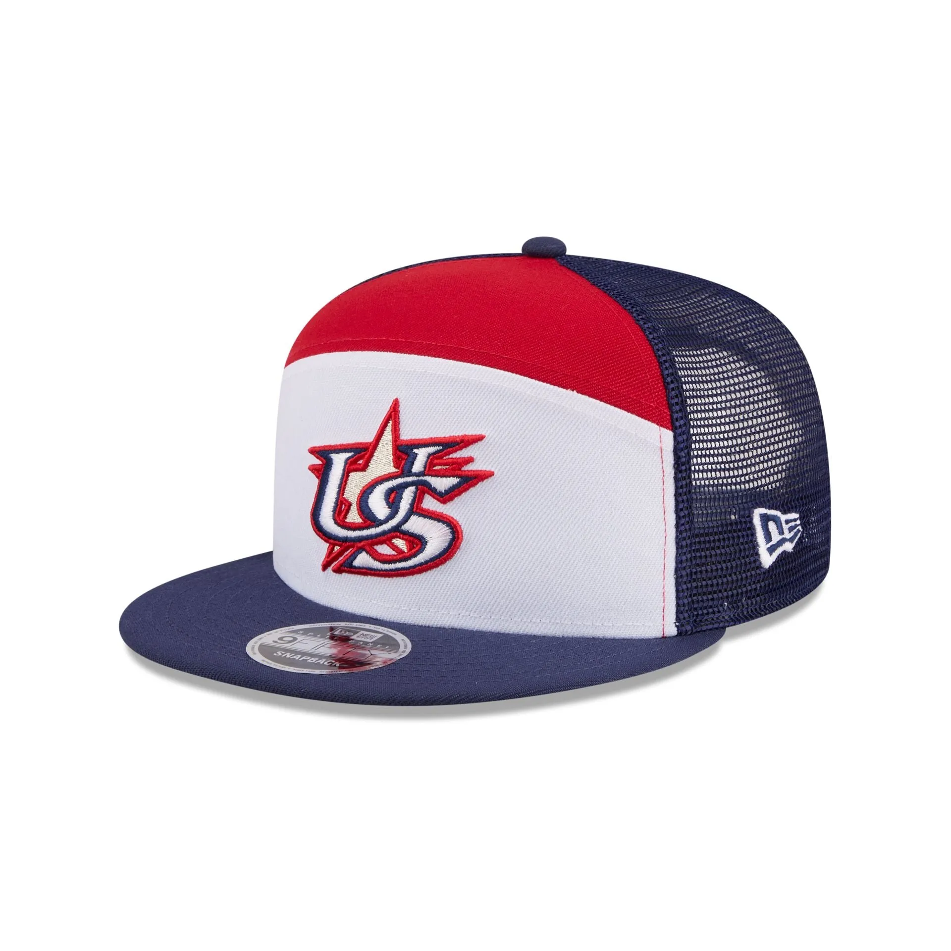 USA Block Split Panel 9FIFTY Trucker Hat sold by New Era