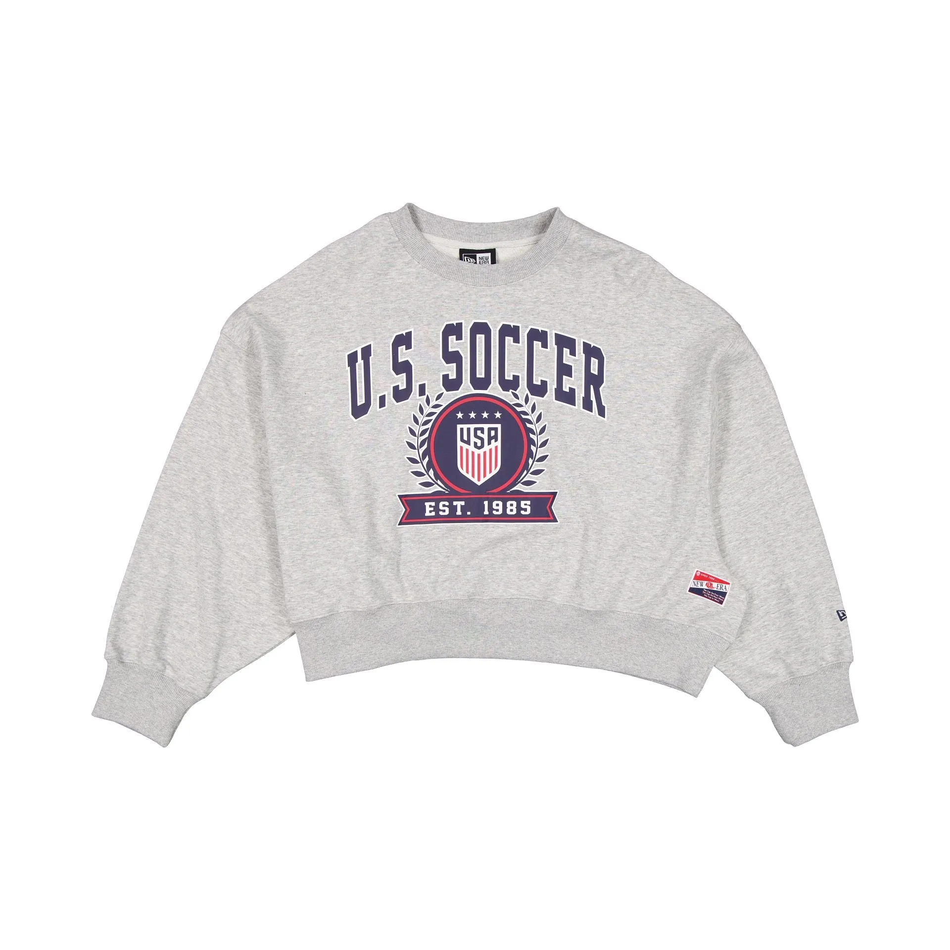 U.S. Soccer Women's National Team Women's Heather Gray Cropped Crewneck sold by New Era
