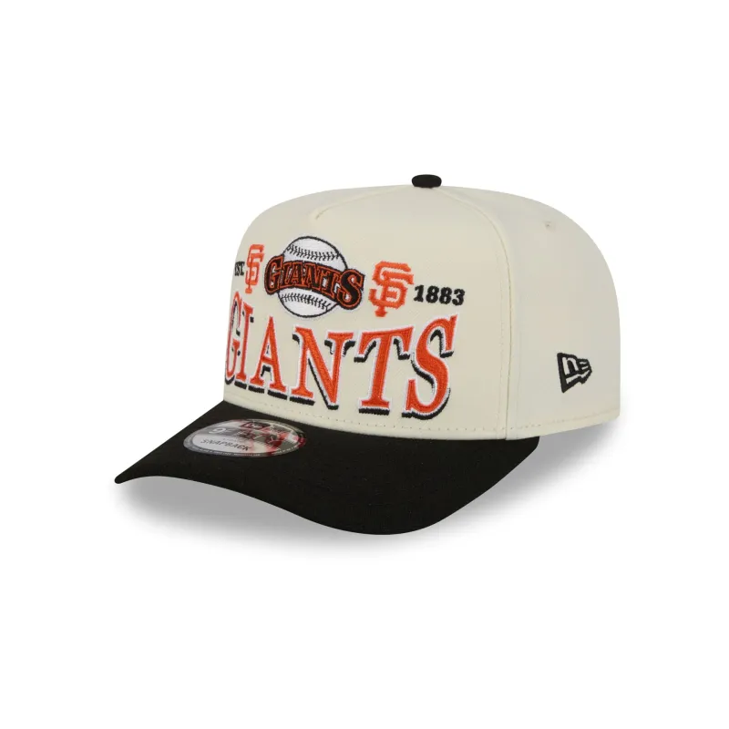 San Francisco Giants Three Hit Chrome White 9FIFTY A-Frame Snapback Hat made by New Era