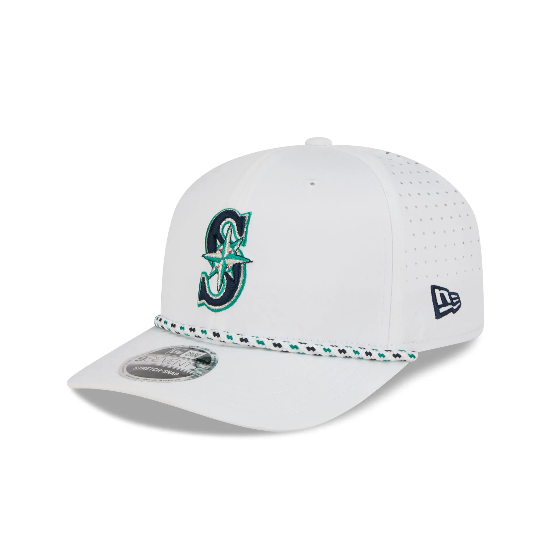 Seattle Mariners Optic White Performance Rope 9SEVENTY Stretch-Snap Hat sold by New Era