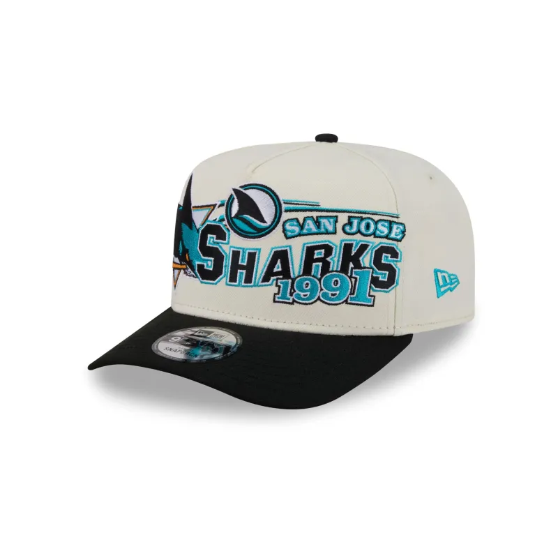 San Jose Sharks Chrome White Classic 9FIFTY A-Frame Snapback Hat made by New Era