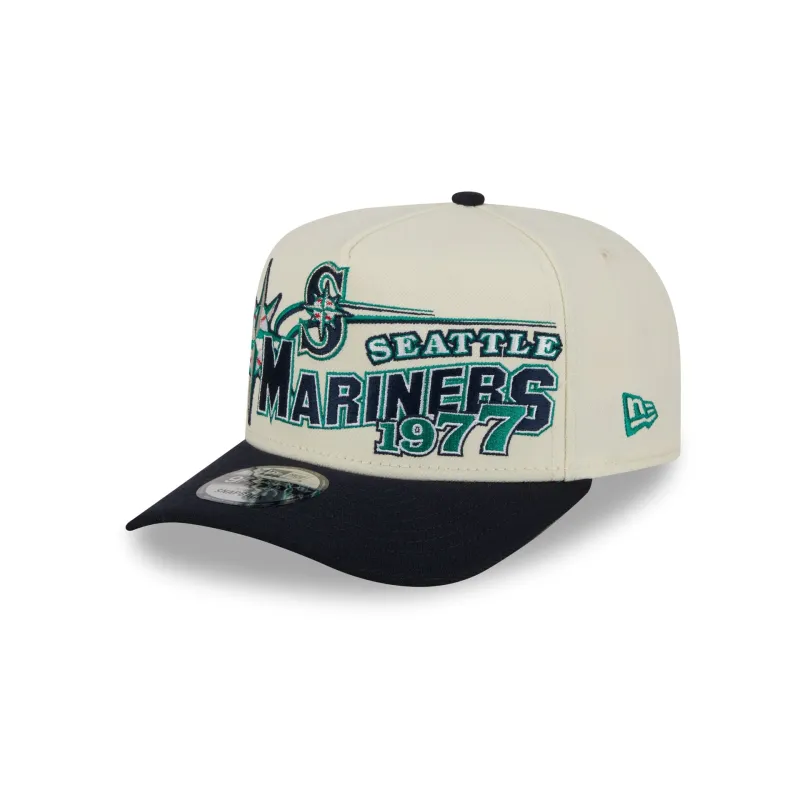 Seattle Mariners Chrome White Classic 9FIFTY A-Frame Snapback Hat made by New Era