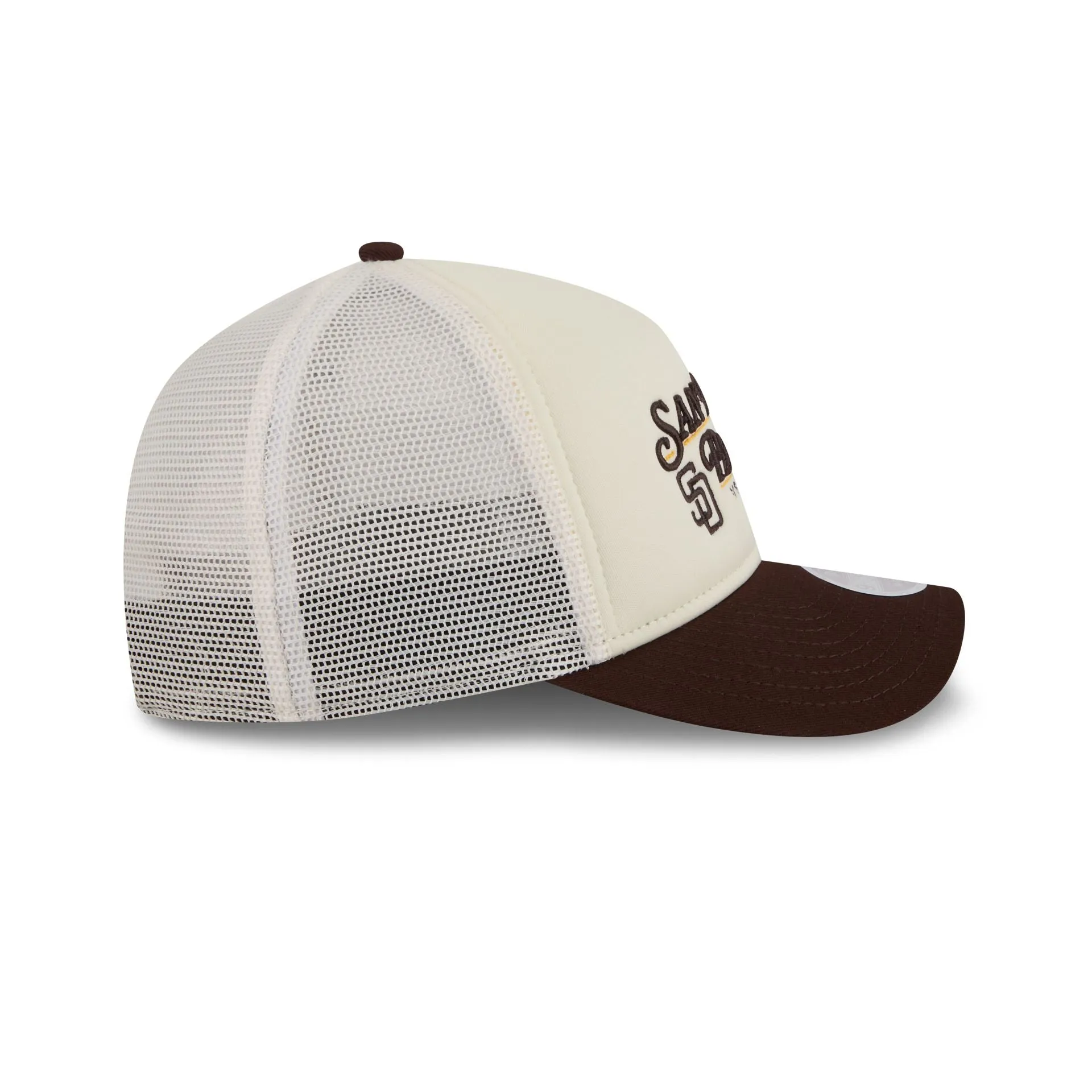 San Diego Padres Retro Chrome Women's White 9FORTY M-Crown A-Frame Trucker Hat sold by New Era product image thumbnail 5