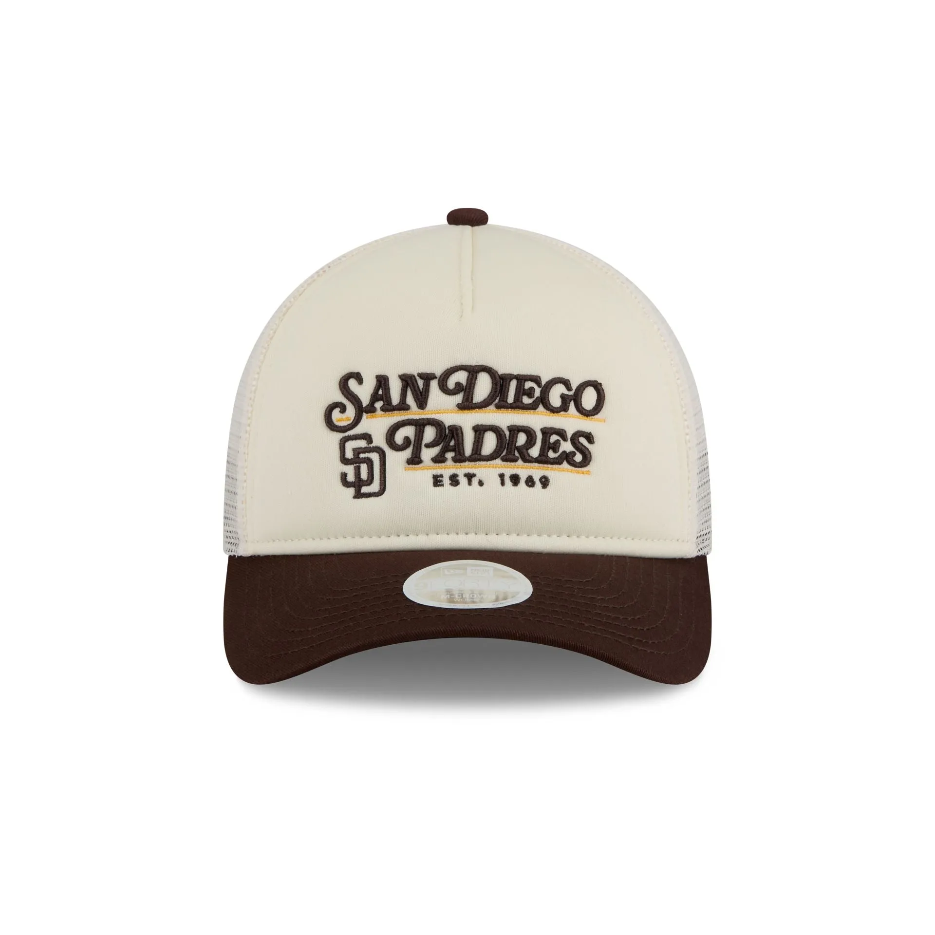 San Diego Padres Retro Chrome Women's White 9FORTY M-Crown A-Frame Trucker Hat sold by New Era product image thumbnail 2