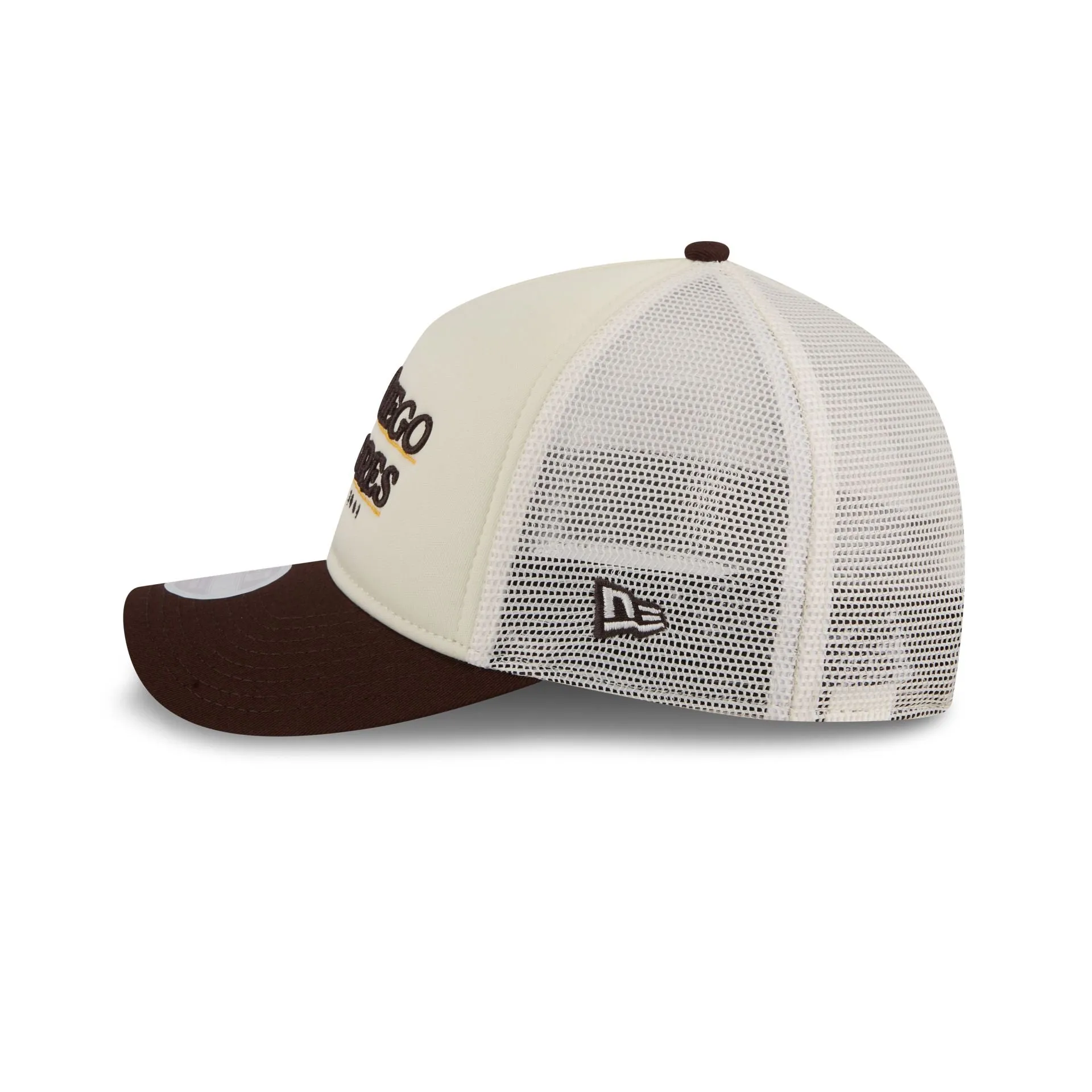 San Diego Padres Retro Chrome Women's White 9FORTY M-Crown A-Frame Trucker Hat sold by New Era product image thumbnail 4
