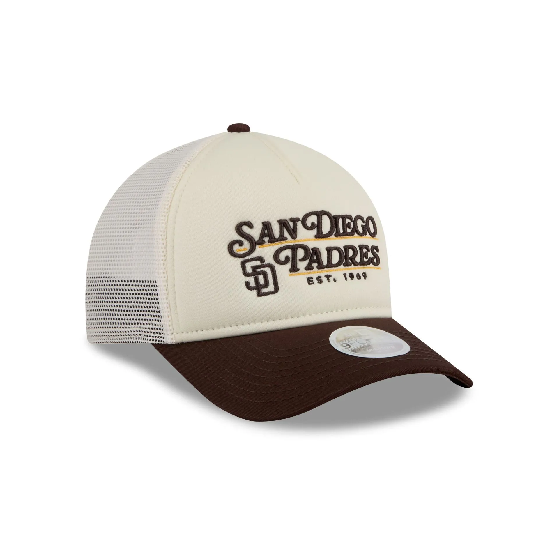 San Diego Padres Retro Chrome Women's White 9FORTY M-Crown A-Frame Trucker Hat sold by New Era product image thumbnail 3