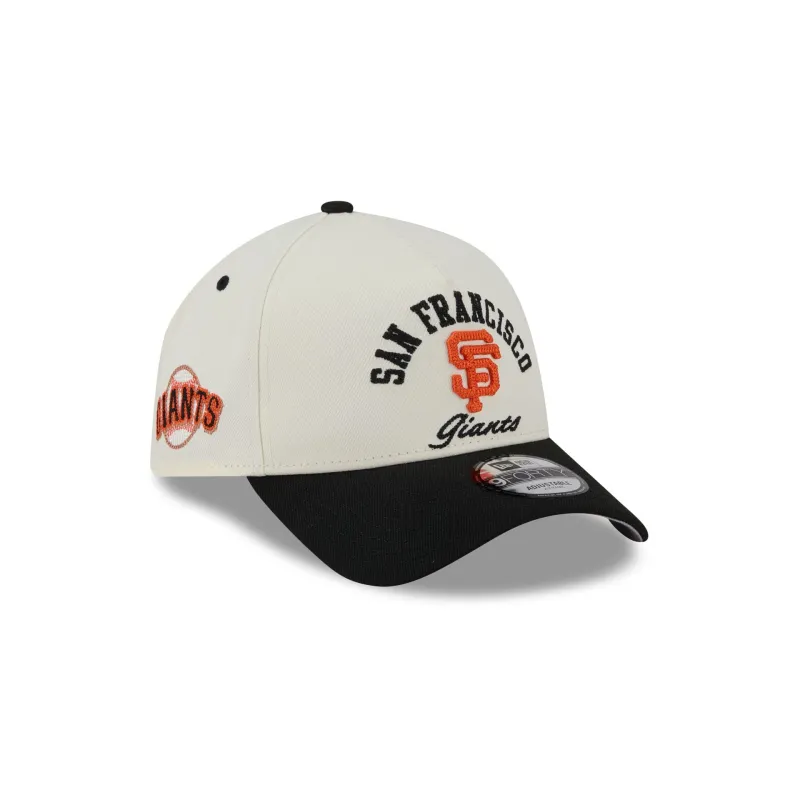 San Francisco Giants Chrome White Arched 9FORTY A-Frame Snapback Hat made by New Era