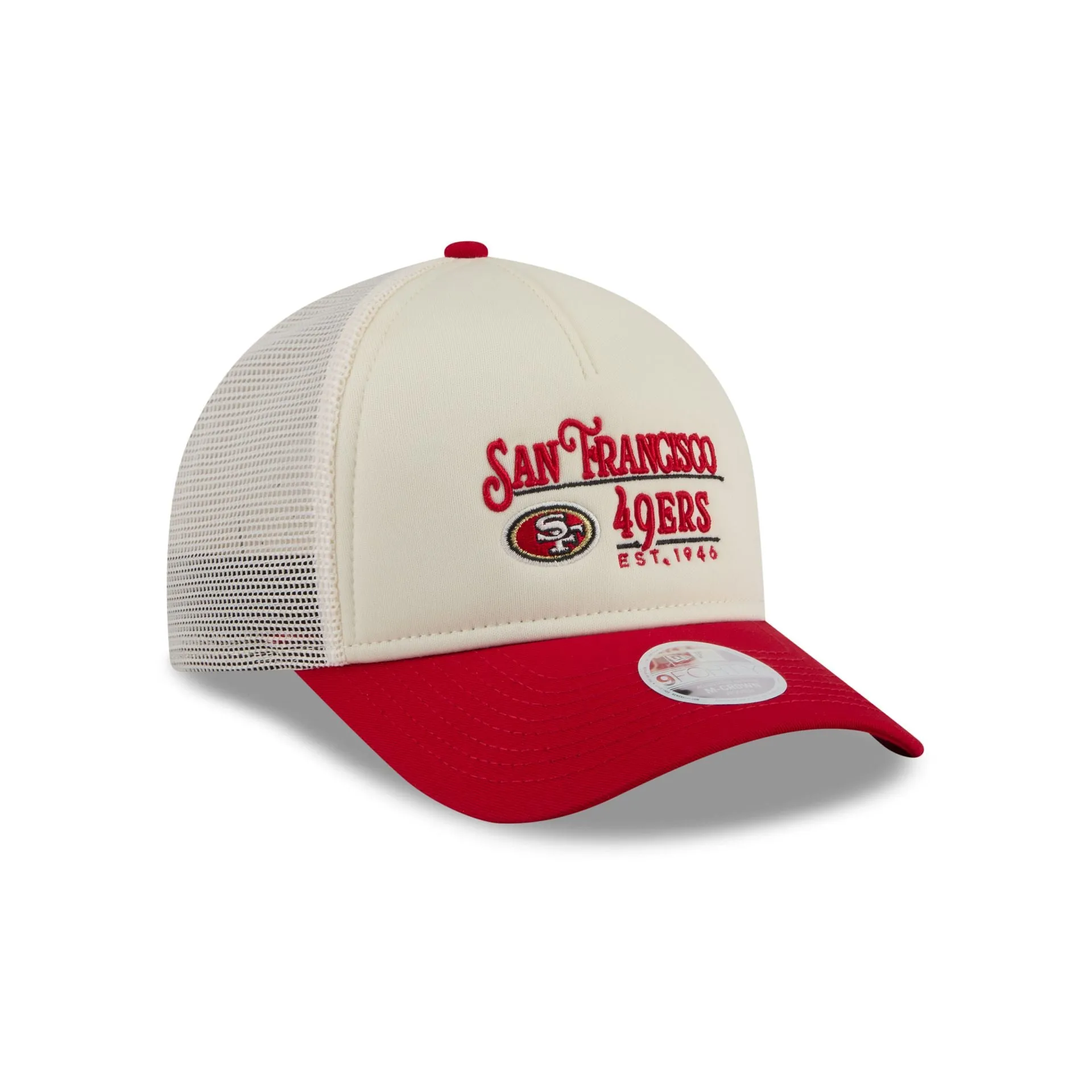 San Francisco 49ers Retro Chrome Women's White 9FORTY M-Crown A-Frame Trucker Hat sold by New Era product image thumbnail 3