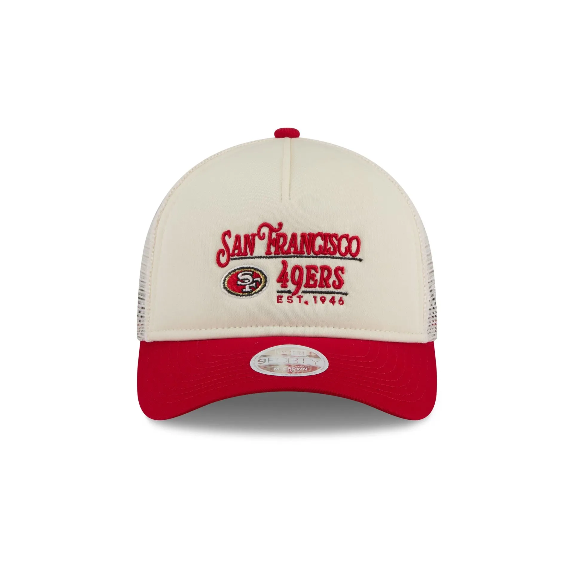 San Francisco 49ers Retro Chrome Women's White 9FORTY M-Crown A-Frame Trucker Hat sold by New Era product image thumbnail 2