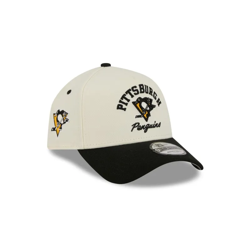 Pittsburgh Penguins Chrome White Arched 9FORTY A-Frame Snapback Hat sold by New Era