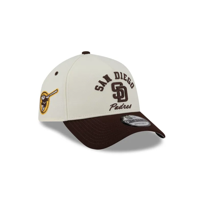 San Diego Padres Chrome White Arched 9FORTY A-Frame Snapback Hat sold by New Era