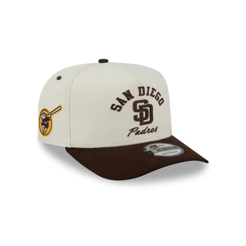 San Diego Padres Arched Chrome White 9FIFTY A-Frame Snapback Hat sold by New Era