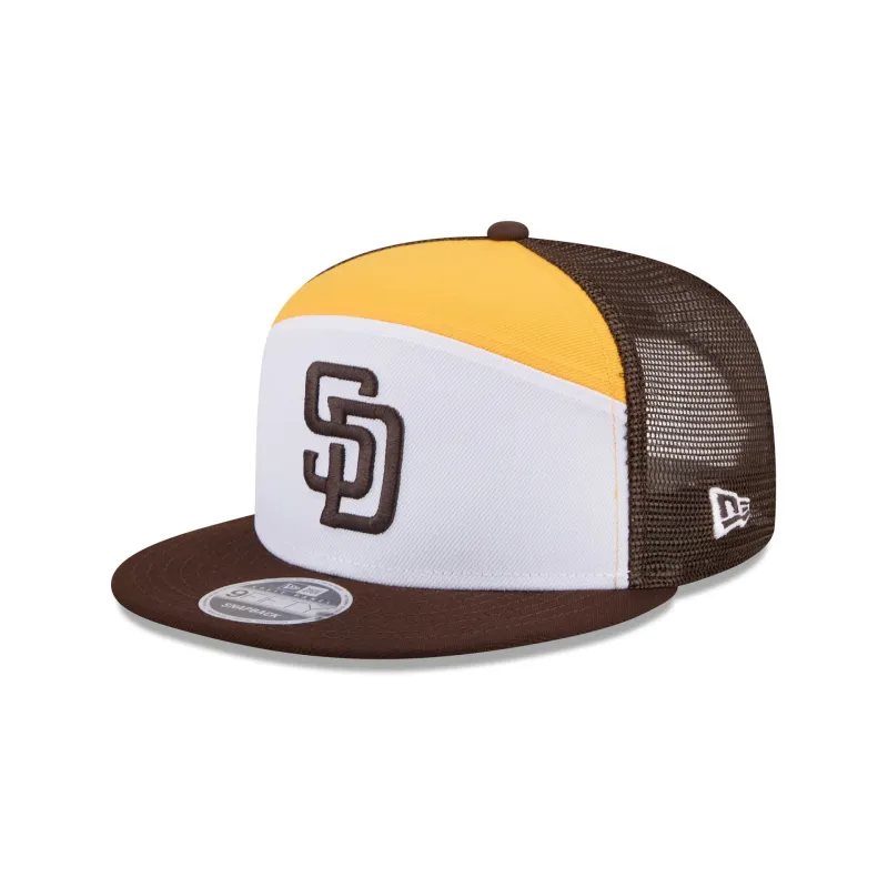 San Diego Padres Block Split Panel 9FIFTY Trucker Hat sold by New Era