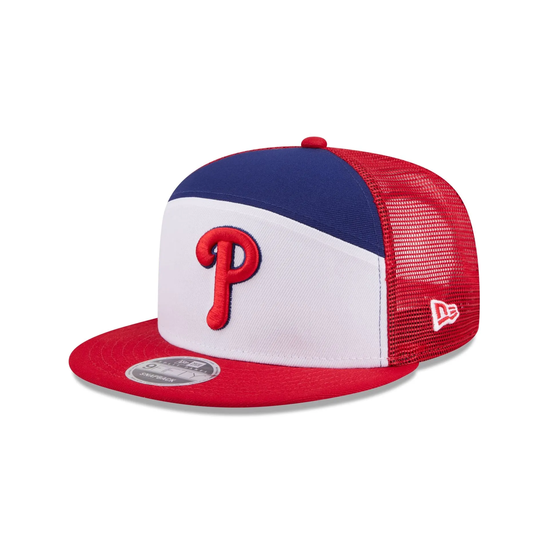 Philadelphia Phillies Block Split Panel 9FIFTY Trucker Hat sold by New Era