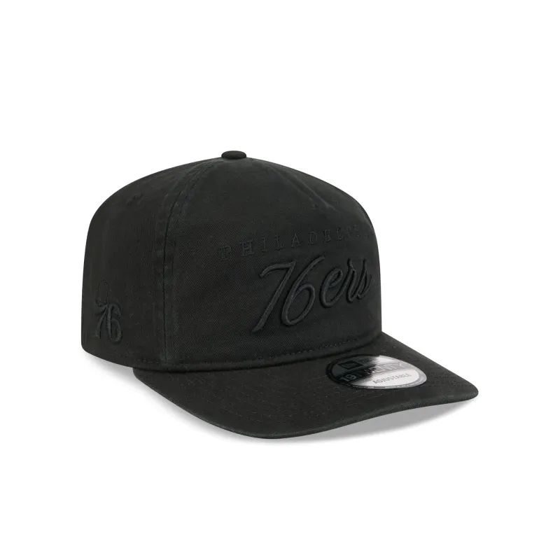 Philadelphia 76ers All Black Scripted 19TWENTY Adjustable Hat made by New Era