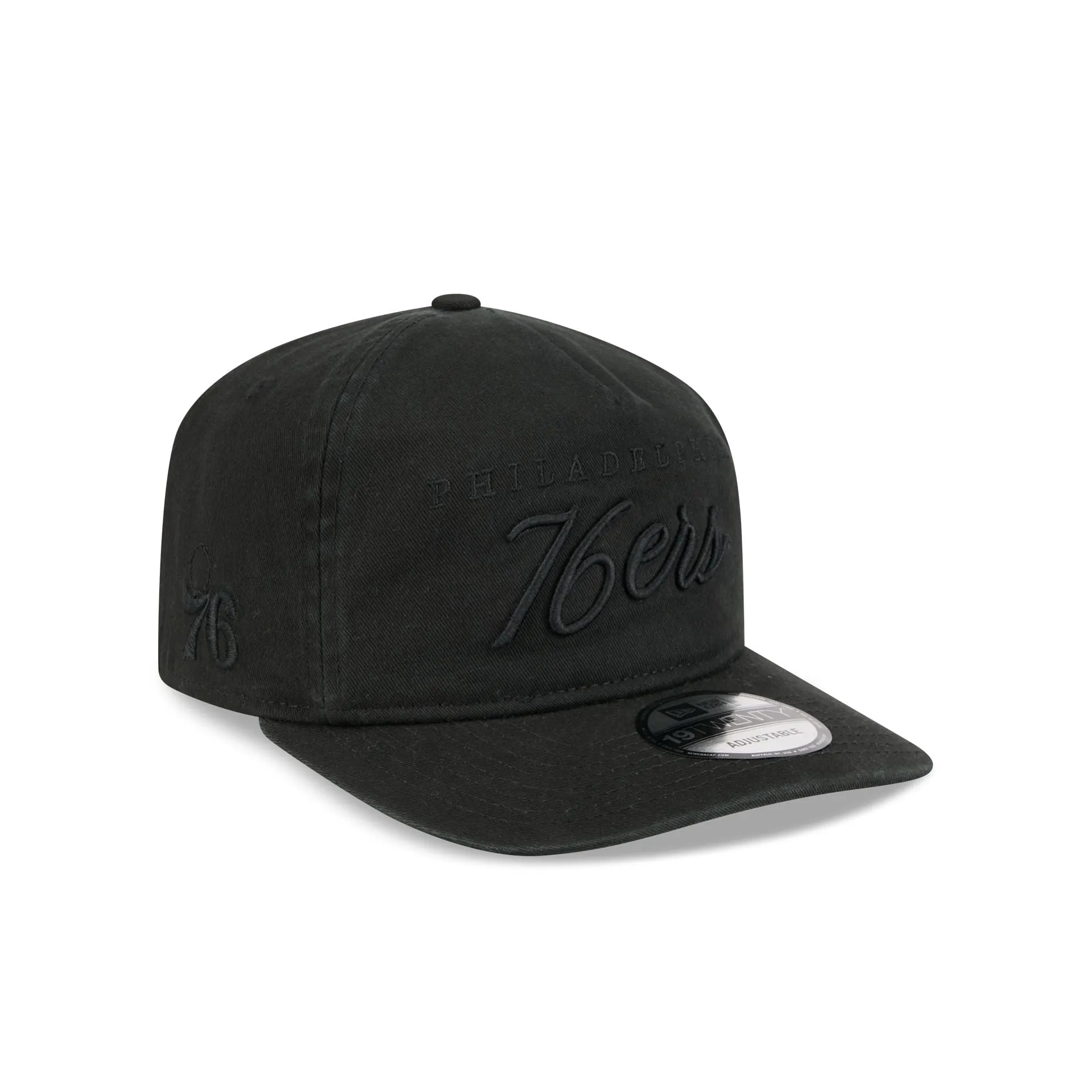 Philadelphia 76ers All Black Scripted 19TWENTY Adjustable Hat sold by New Era