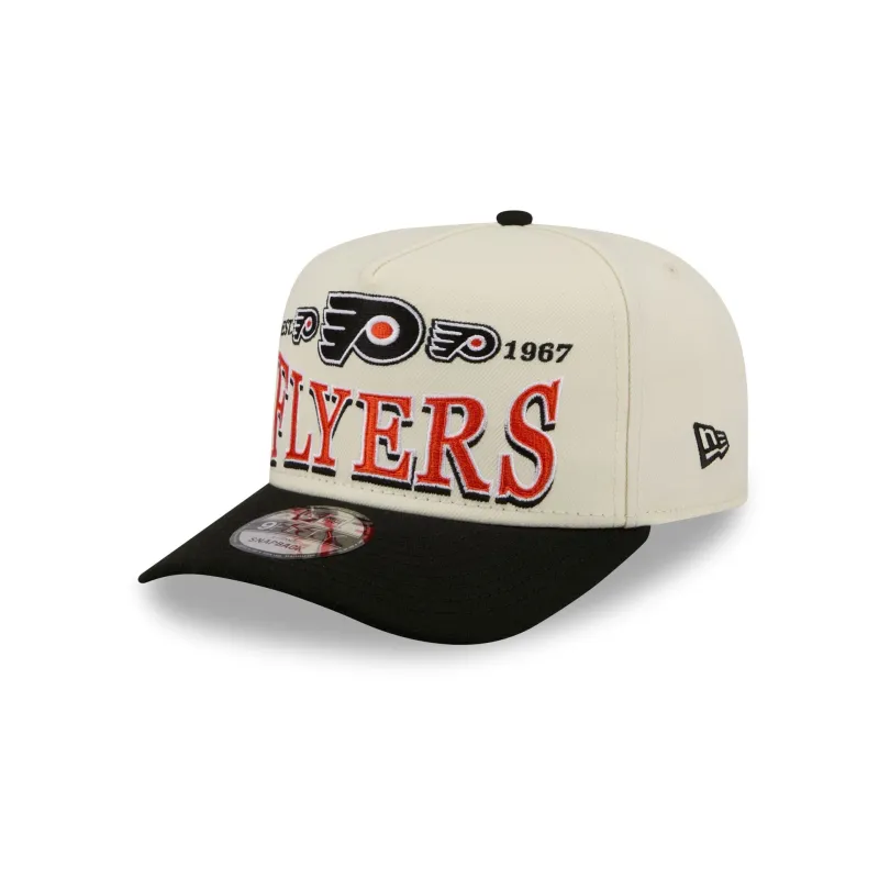Philadelphia Flyers Three Hit Chrome White 9FIFTY A-Frame Snapback Hat made by New Era